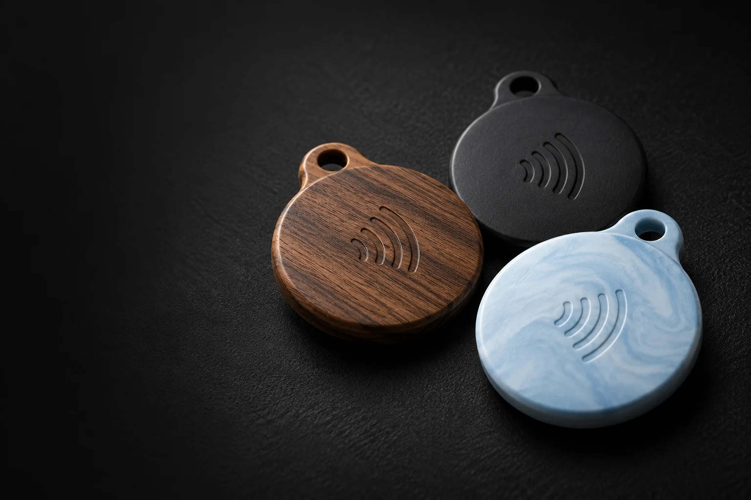 Različite završne obrade NFC privezaka — koncept materijala